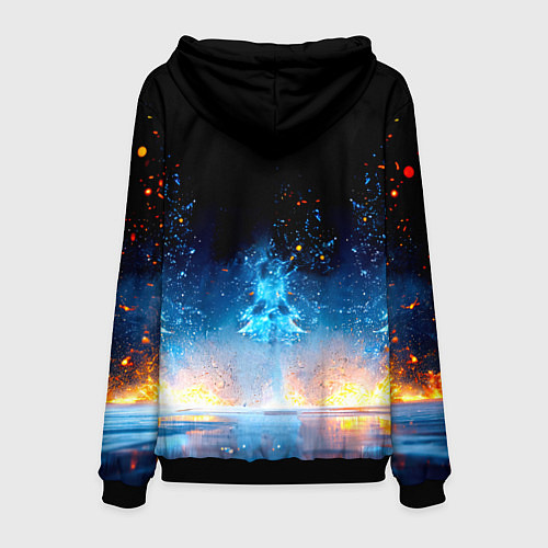 Мужская толстовка Хоккеист в синем пламени / 3D-Черный – фото 2