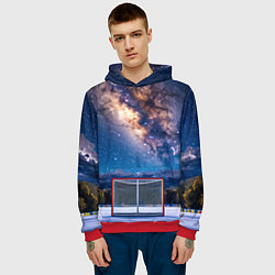 Толстовка-худи мужская Хоккейные ворота в ночи, цвет: 3D-красный — фото 2