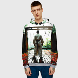 Толстовка-худи мужская Боец айкидо в Японии, цвет: 3D-меланж — фото 2