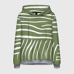 Толстовка-худи мужская Полоски зеленой зебры, цвет: 3D-меланж