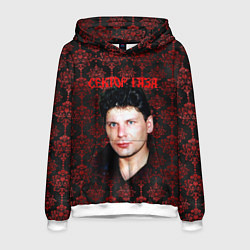 Толстовка-худи мужская Сектор газа красные узоры, цвет: 3D-белый