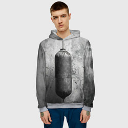 Толстовка-худи мужская Серая боксерская груша, цвет: 3D-меланж — фото 2