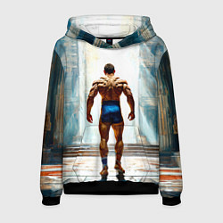 Толстовка-худи мужская Греко-римский борец, цвет: 3D-черный