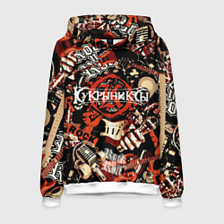 Толстовка-худи мужская Кукрыниксы на фоне электрогитар, цвет: 3D-белый