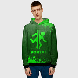 Толстовка-худи мужская Portal - green gradient, цвет: 3D-черный — фото 2