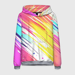 Толстовка-худи мужская Брызги краски на белом фоне, цвет: 3D-меланж