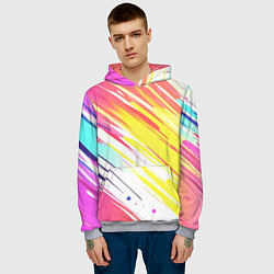 Толстовка-худи мужская Брызги краски на белом фоне, цвет: 3D-меланж — фото 2