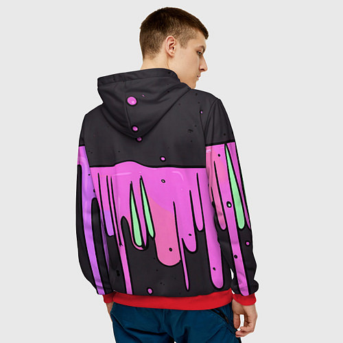 Мужская толстовка Фиолетовая текстура на черном фоне / 3D-Красный – фото 4