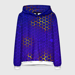 Толстовка-худи мужская Неоновые соты броня, цвет: 3D-белый