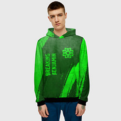 Толстовка-худи мужская Breaking Benjamin - green gradient вертикально, цвет: 3D-черный — фото 2