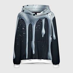 Толстовка-худи мужская Белая объемная слизь текстура, цвет: 3D-белый