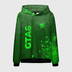 Толстовка-худи мужская GTA6 - green gradient вертикально, цвет: 3D-черный