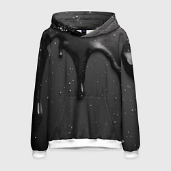 Толстовка-худи мужская Черная текстура - хром, цвет: 3D-белый