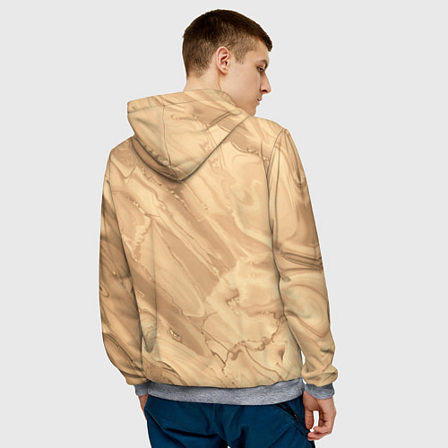 Мужская толстовка Бежевая текстура каменная мрамор / 3D-Меланж – фото 4