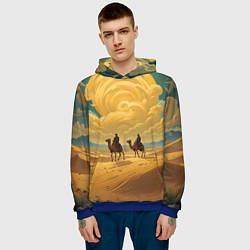 Толстовка-худи мужская В пустыне на верблюдах, цвет: 3D-синий — фото 2