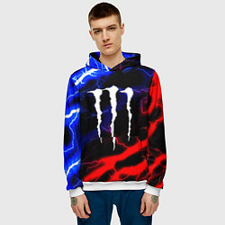 Толстовка-худи мужская Monster energy молнии неон, цвет: 3D-белый — фото 2