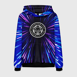 Толстовка-худи мужская Leicester City neon energy, цвет: 3D-черный