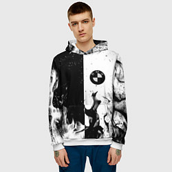 Толстовка-худи мужская BMW black fire, цвет: 3D-белый — фото 2