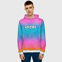 Толстовка-худи мужская Inzoi розово-голубой фон, цвет: 3D-белый — фото 2