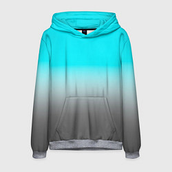 Толстовка-худи мужская Серо-голубой светлый градиент, цвет: 3D-меланж