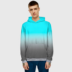 Толстовка-худи мужская Серо-голубой светлый градиент, цвет: 3D-меланж — фото 2