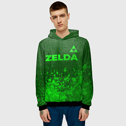 Толстовка-худи мужская Zelda - green gradient посередине, цвет: 3D-черный — фото 2