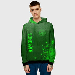 Толстовка-худи мужская Ramones - green gradient вертикально, цвет: 3D-черный — фото 2
