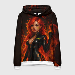 Толстовка-худи мужская Пламенная Мавуика - Genshin Impact, цвет: 3D-белый