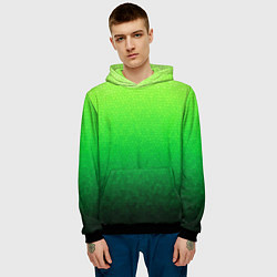 Толстовка-худи мужская Градиент мозаика зелёный в тёмный, цвет: 3D-черный — фото 2