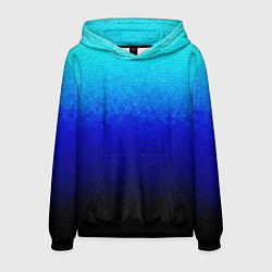 Толстовка-худи мужская Градиент мозаика из голубого в чёрный, цвет: 3D-черный