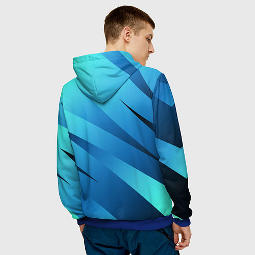 Мужская толстовка Сине-голубой абстрактные полосы / 3D-Синий – фото 4