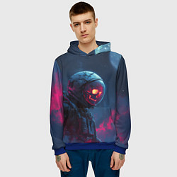 Толстовка-худи мужская Скелет космонавта под луной, цвет: 3D-синий — фото 2