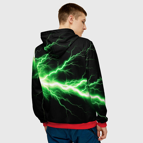 Мужская толстовка Lightning green / 3D-Красный – фото 4