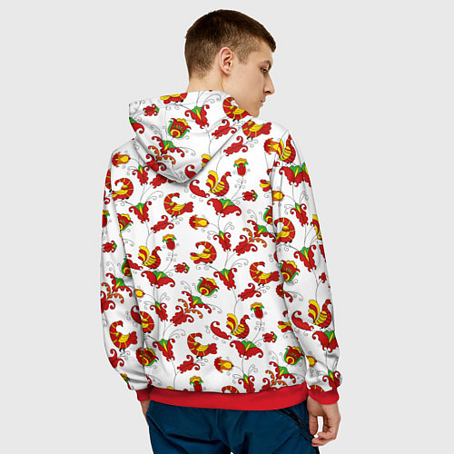 Мужская толстовка Русский народный орнамент в стиле росписей Северно / 3D-Красный – фото 4