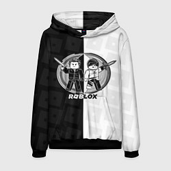 Толстовка-худи мужская Роблокс персонажи с мечами, цвет: 3D-черный