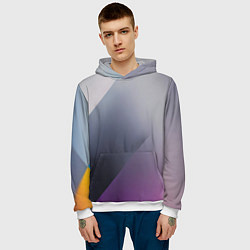 Толстовка-худи мужская Color grey with stripes, цвет: 3D-белый — фото 2