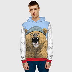 Толстовка-худи мужская Злой орущий медведь, цвет: 3D-красный — фото 2