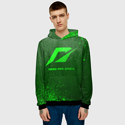 Толстовка-худи мужская Need for Speed - green gradient, цвет: 3D-черный — фото 2