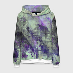 Толстовка-худи мужская Абстракция - atomic violet in green, цвет: 3D-белый