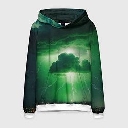 Толстовка-худи мужская Зелёный гром, цвет: 3D-белый