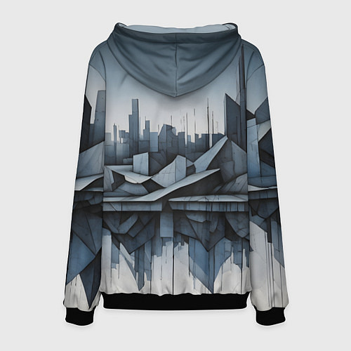 Мужская толстовка Небоскребы и скалы / 3D-Черный – фото 2