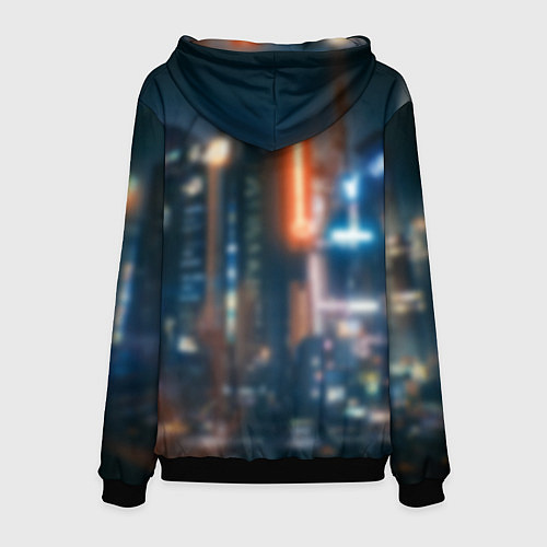 Мужская толстовка Мужчина в стиле киберпанка / 3D-Черный – фото 2