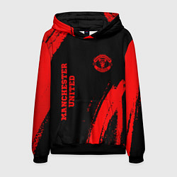 Толстовка-худи мужская Manchester United - red gradient вертикально, цвет: 3D-черный