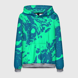 Толстовка-худи мужская Сине-зелёный абстракция краски, цвет: 3D-меланж