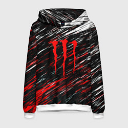 Толстовка-худи мужская Monster energy штрихи красок, цвет: 3D-белый