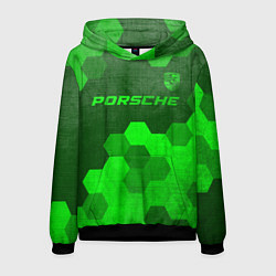 Толстовка-худи мужская Porsche - green gradient посередине, цвет: 3D-черный