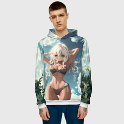 Толстовка-худи мужская Милая блондинка на природе, цвет: 3D-белый — фото 2