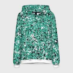 Толстовка-худи мужская Бирюзовый с чёрно-белыми пятнами, цвет: 3D-белый