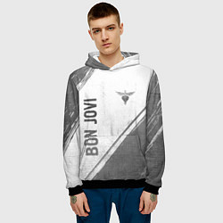 Толстовка-худи мужская Bon Jovi - white gradient вертикально, цвет: 3D-черный — фото 2