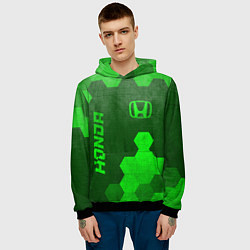 Толстовка-худи мужская Honda - green gradient вертикально, цвет: 3D-черный — фото 2